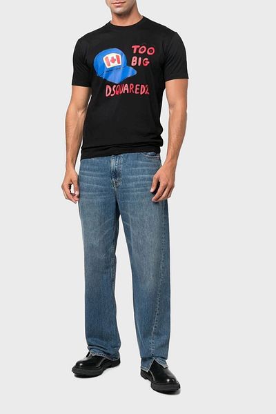 DSquared2 Printed Cotton Regular Fit Crew Neck T Shirt Men's T Shirt S71gd1185 S23009 900