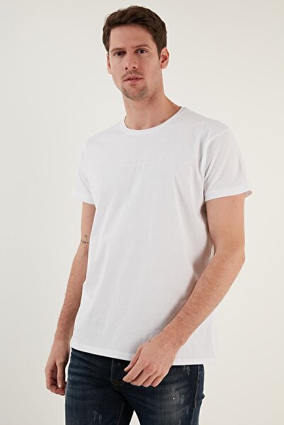 Buratti Κείμενο εμπριμέ Crew λαιμόκοψη 100% βαμβακερή λεπτή εφαρμογή Basic T-shirt Ανδρικό T-shirt 541tactıcal