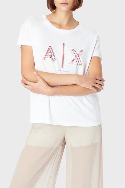 Armani Exchange Jersey with Logo, Cotton Boyfriend Fit t Shirt