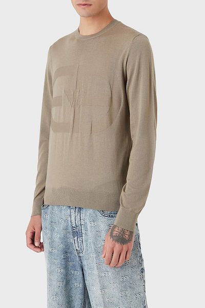 Emporio Armani Logo Slim Fit Crew Neck Wool Sweater Men's Sweater 6l1mu7 1mmvz 0137
