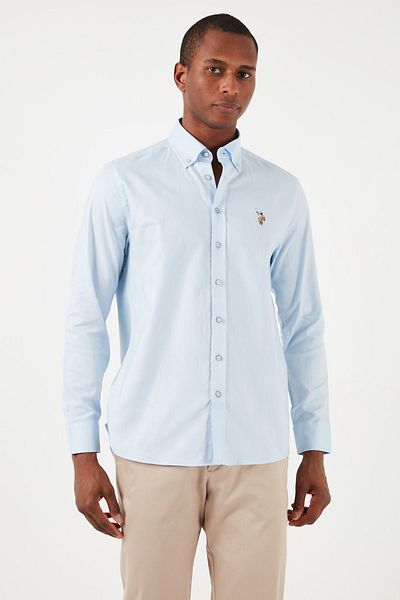 U.S. Polo Assn. Πόλο ΗΠΑ με κουμπιά γιακά 100% βαμβακερό πουκάμισο με κανονική εφαρμογή Ανδρικό πουκάμισο G081sz0041829891