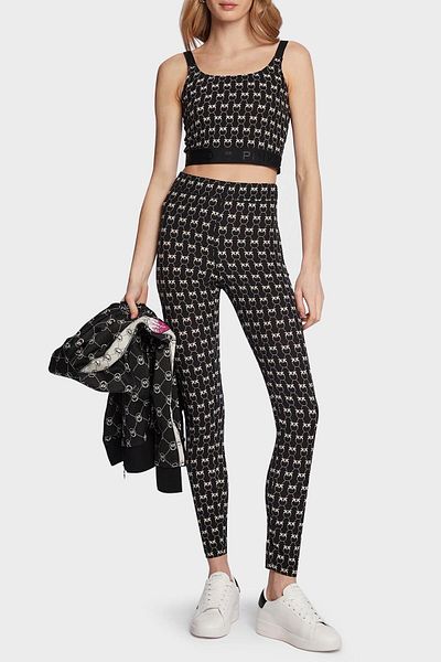 PİNKO Όλα τα εμπριμέ με επένδυση Slim Fit Crop Top 100459   8583 Zcb