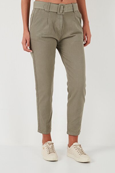 Lela Бавовняні штани з нормальною талією, прямим кроєм і поясом ШТАНИ 668YP4152