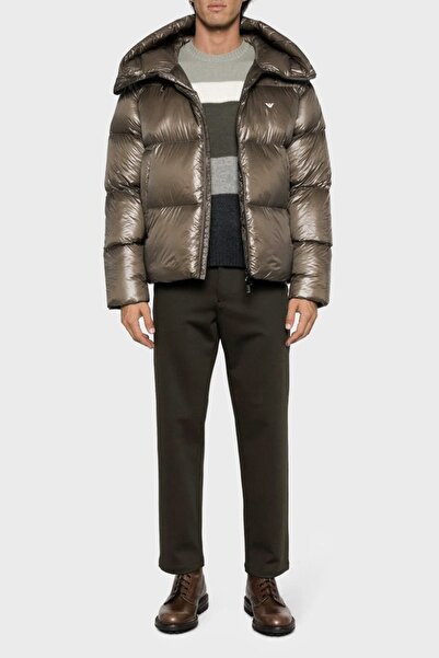 Emporio Armani Hooded Bird Feather Filled Cold Resistant Water Repellent Puff...