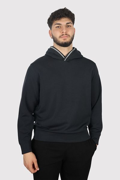 Emporio Armani Navy Blue Men's Sweatshirt - Cotton, Hooded, Long Sleeve, Logo 6D1M99 1Jrrz-0920