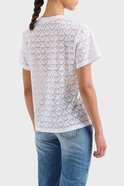 Emporio Armani تي شيرت قطني شفاف بقصة عادية 3D2T7Q 2JMAZ 0100