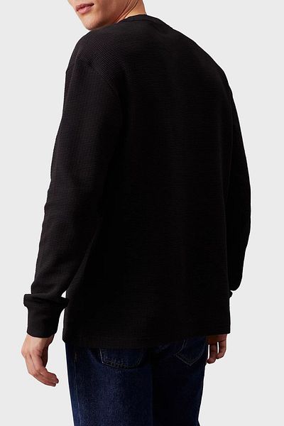 Calvin Klein Men's T-Shirt - Waffle Texture, Cotton, Long Sleeve, Relaxed Fit J30J325647BEH