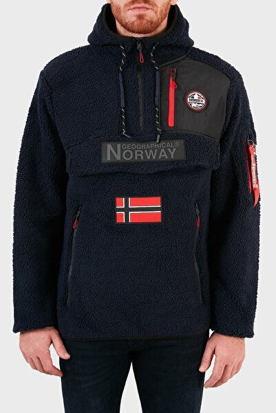 Norway Geographical Kapüşonlu Yarım Fermuarlı Outdoor Polar Erkek Polar Terıf...