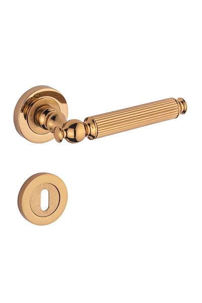 Sofuoğlu Sahra Model Albifirin Gold Color Στρογγυλή λαβή πόρτας δωματίου Zamak με σήμα