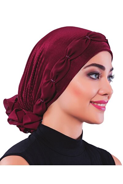 fidan bone غطاء رأس طبي جاهز باللون العنابي مع طيات ورباط، مناسب للاستخدام الطبي