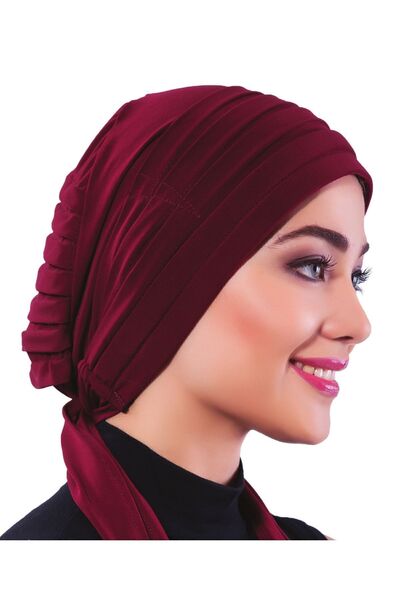 fidan bone غطاء رأس طبي جاهز باللون العنابي مع أربطة مطوية، مناسب للاستخدام ا...