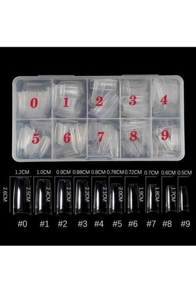 Fontenay 500'lü Tips Yarımay Şeffaf Renk 500 Adet Numaralı Numaralı-şeffaf-tips