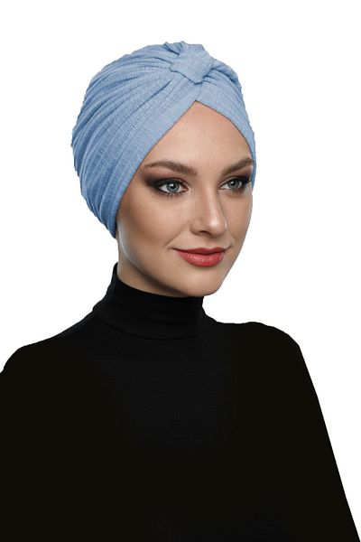 fidan bone Καπάκι πισίνας Hijab Blue Ready Turban με βαμβακερή επένδυση και σταυρωτή επένδυση