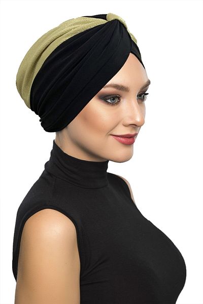 fidan bone Special Design Black with Gold Pique Pattern Lined Ready-Made Hijab Hijab Evening Dress Bonnet