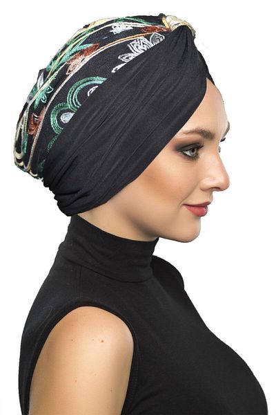 fidan bone Authentic Embroidery Motif Lined Ready Made Hijab Bonnet