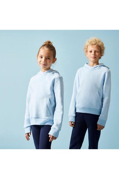 Decathlon Domyos Çocuk Mavi Kapüşonlu Sweatshirt 500
