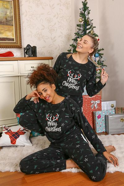 Akbeniz Set de pijamale Welsoft Polar pentru femei Merry Christmas 8514