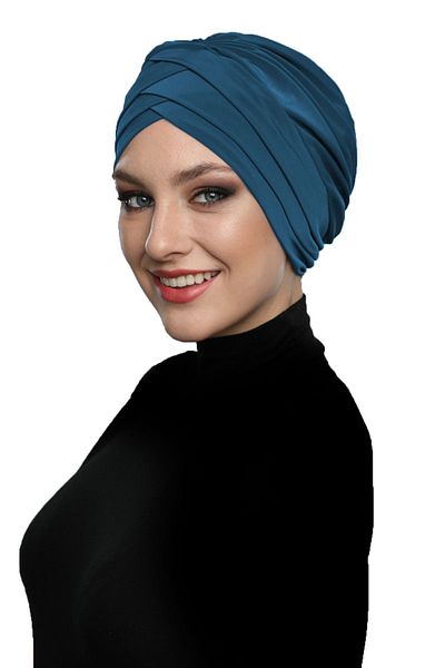 fidan bone Καπάκι πισίνας Hijab Turban Ready Petrol με τρεις λωρίδες