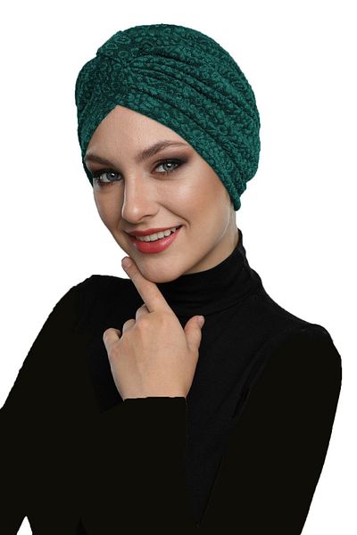 fidan bone Έτοιμο καπό Hijab Turban με επένδυση χρώματος Hürrem με ταινία μπροκάρ