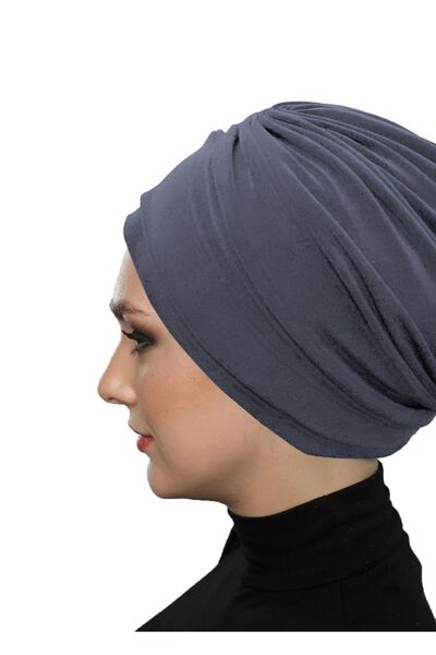 fidan bone Διπλής στρώσης Επένδυση έτοιμου σκούρου γκρι τουρμπάνι Hijab Εξωτερικό και Καπάκι πισίνας