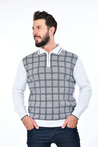 Kamalı Collared Dad Sweater Striped Dad Sweater Dad Knitwear Collared Men's Sweater Polo Collar