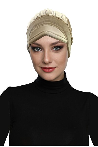 fidan bone Șapcă din catifea, cu detaliu de cataramă, turban prefabricat bej,...