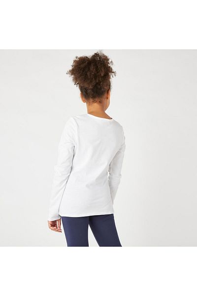 Decathlon Παιδική λευκή μακρυμάνικη αθλητική μπλούζα 100