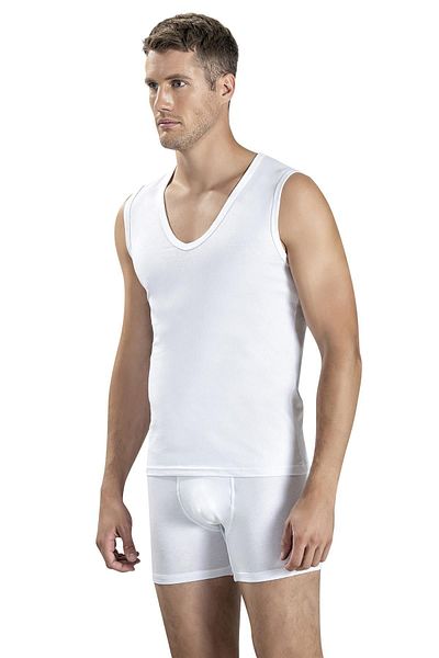 Jiber Men's Deep V-Neck Zero Sleeve Lycra Undershirt Undershirt 117 - 3 Pieces