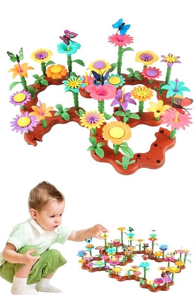 Bundera 208 Piece Flower Garden Building Set - Educational Toy Find and Plug Puzzle