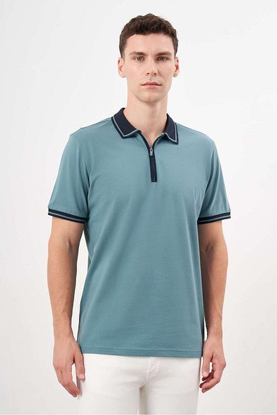 Morven Ανδρικό μπλουζάκι με πράσινο γιακά Polo Dynamic Fit