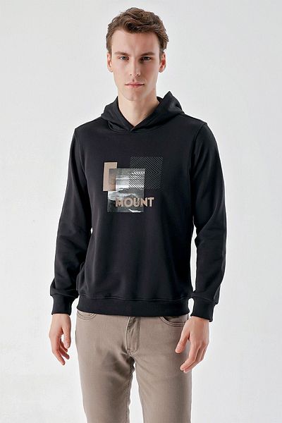 Morven Ανδρικό φούτερ με κουκούλα Black Trend