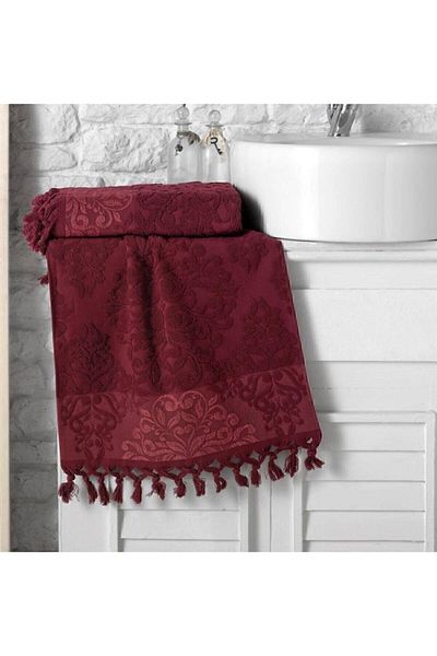 Karna Home Oszmán jacquard arctörlő 50x90 cm Claret Red