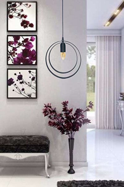 Bundeba Runden Avize Siyah Metal Sarkıt Ferforje Retro Rustik Ofis Cafe Otel Dekoratif Modern Tavan Lamba