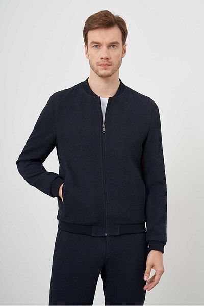Morven Ανδρικό παλτό Navy Blue Polyviscon με φερμουάρ