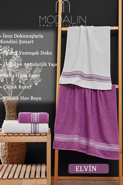 Acacia 4-Piece Bath Towel Set Elvin Lilac - 70 X 140