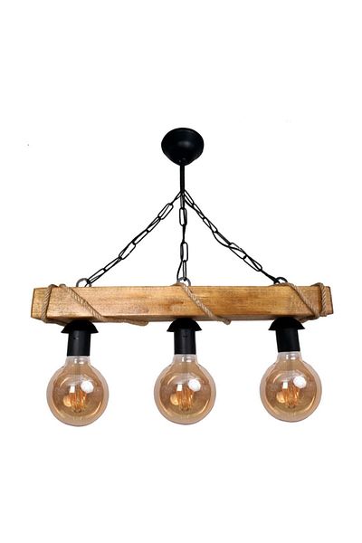 Bundera 3-Piece Rustic Pendant Lamp Rope Wooden Chandelier Rustic Office Cafe Bar Hotel Restaurant Ceiling Lamp