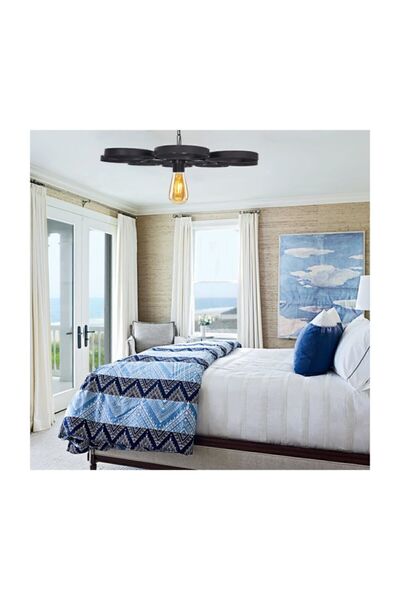 Bundera Papatya Sarkıt Avize Metal Retro Ferforje Otel Restaurant Tavan Lamba Antre Hol Aydınlatma