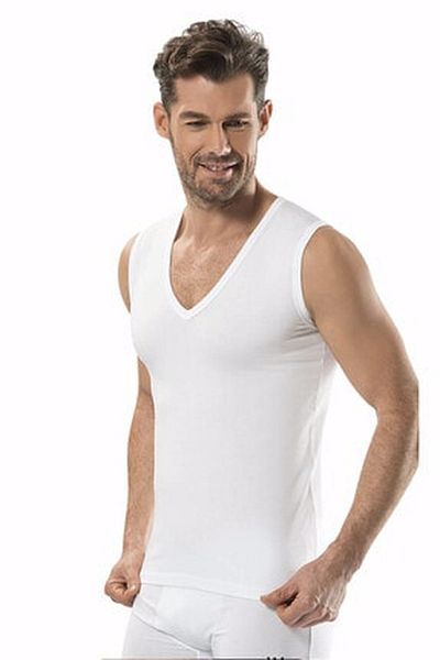 Jiber Ανδρικό αμάνικο εσώρουχο 2'li Asorti Μαύρο-Λευκό Lycra με λαιμόκοψη V