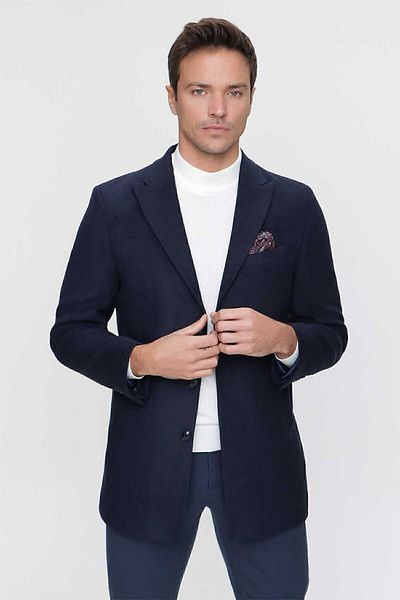 Morven Ανδρικό παλτό Navy Blue Dynamic Fit Comfortable Cut