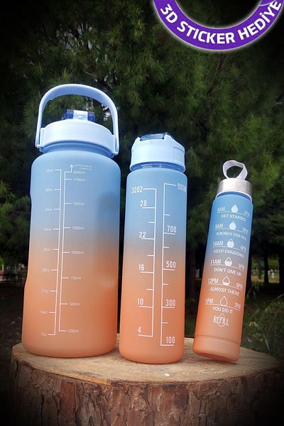 Bundera Motivational Set of 3 Water Bottle Water Bottle Water Bottle 2 Liter + 900ML+500ML Bpa Free Water Bottle