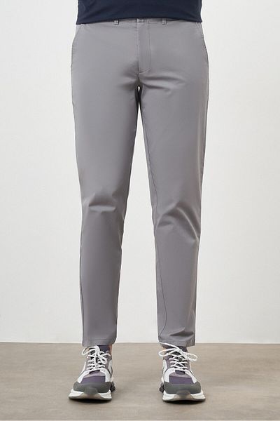 Morven Ανδρικό γκρι παντελόνι Chino Dynamic Fit - Καλοκαιρινό βαμβακερό με πλαϊνές τσέπες