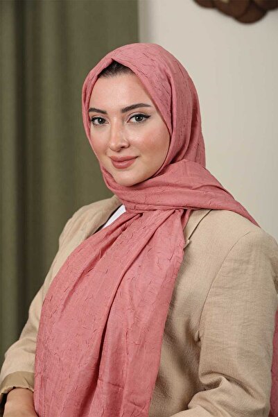 Trablus Tessetür Kadın Bambu Kraş Şal Pembe