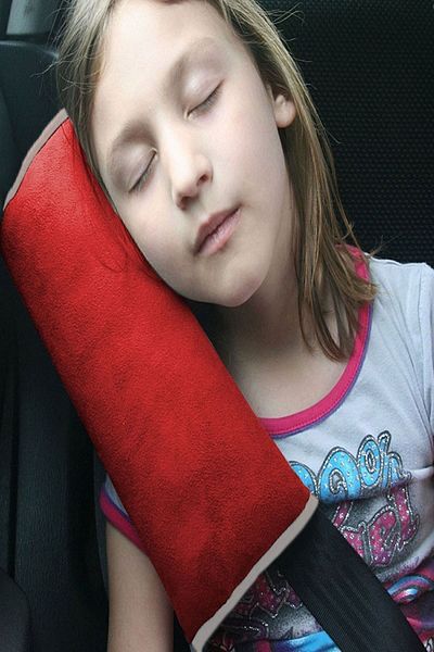 Bundeba Seat Belt Sleeping Pad Vehicle Auto Pillow Auto Safety Belt Pillow Child Vehicle Pillow Red