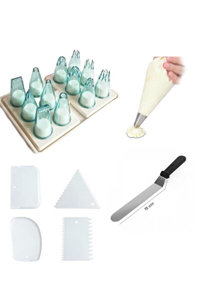 WorkAsist Krema Sıkma Torbası - Polikarbon Duy Seti - Pasta Paleti - 4'lü Krema Tarağı Dekoratör Pratik Set