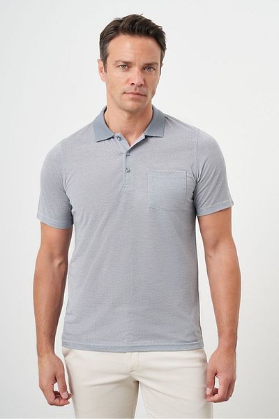 Morven Tricou cu guler polo cu buzunar Trend gri pentru bărbați