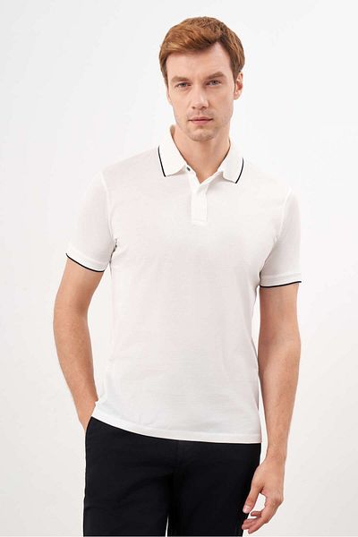 Morven Ανδρικό T-Shirt Ecru Trend Polo Neck Dynamic Fit