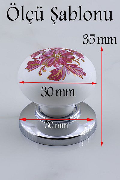 Badem10 Buton polimeric Roz cu model de flori Mobilier cromat Sertar de bucătărie Dulap dulap Mâner Mâner