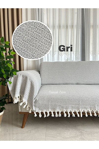 metin tekstil Buldan Işi Kollarını Örten Kanepe Çekyat Koltuk Örtüsü 180x300 Büyük Boy Pamuk Dokuma