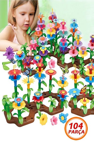 Bundera 104 Piece Flower Building Set - Educational Toy Garden Blocks