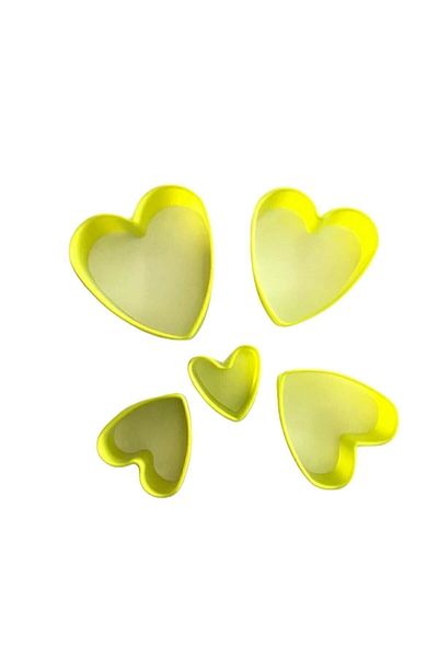 Bundera Heart 5 Piece Cookie Cake Crepe Mold Mold Cutter Plastic